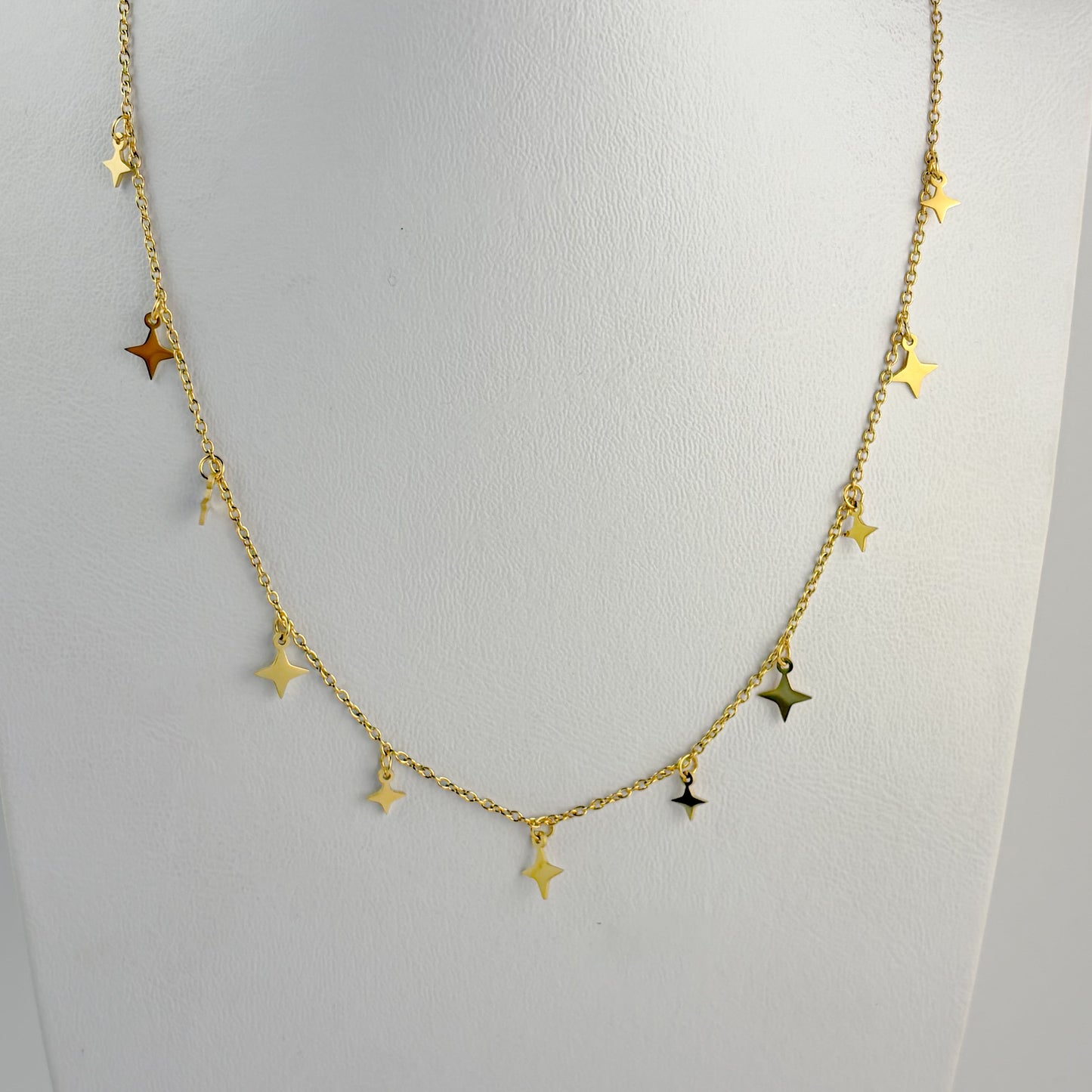 Collar acero inoxidable destellos colgantes dorado