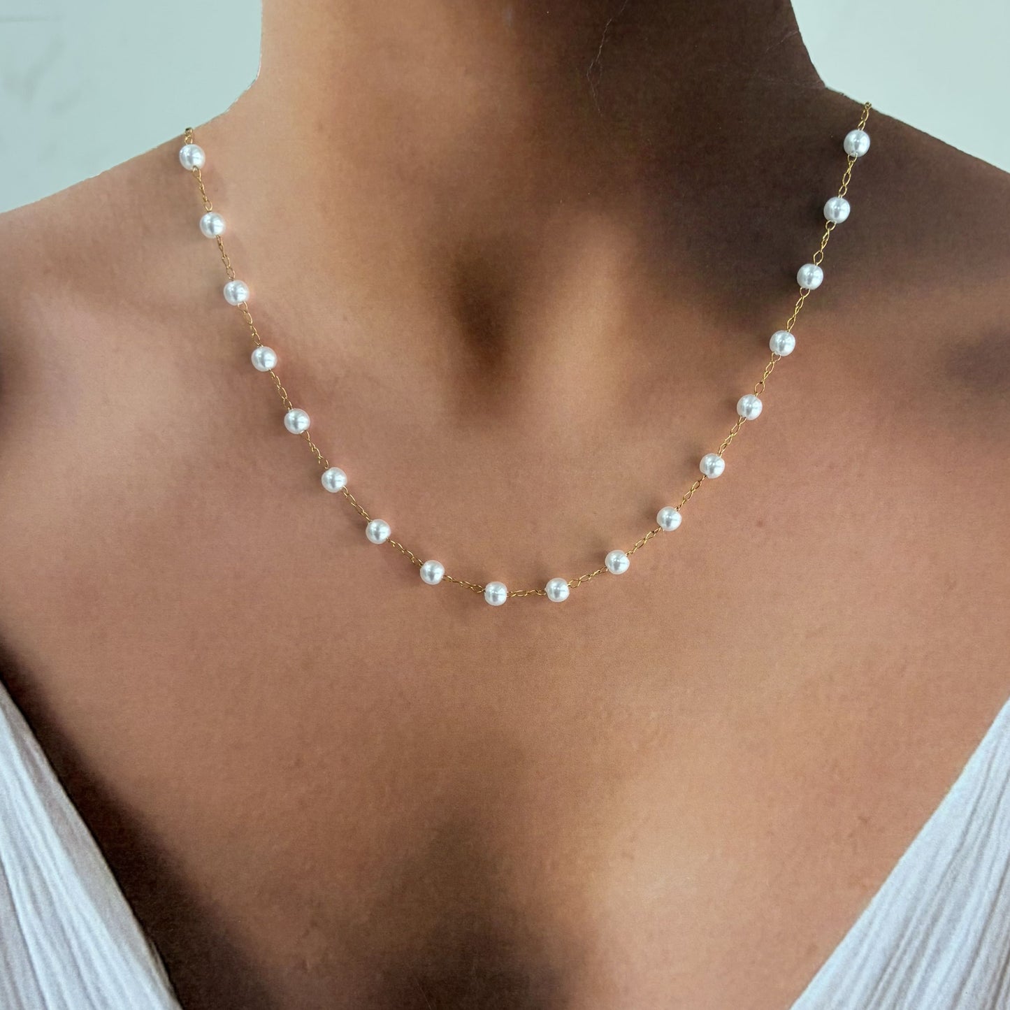 Collar perlas acero inoxidable 40 cm