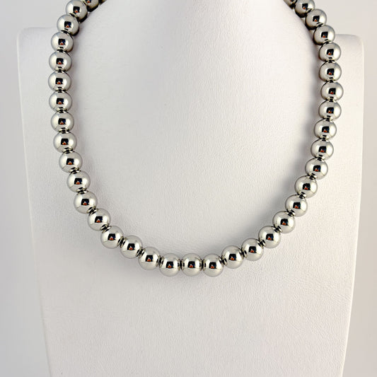 Collar acero inoxidable bolas 9mm 40 cm+5 extensión
