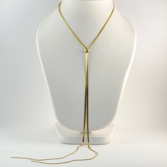 Collar corbatín acero inoxidable dorado cadena planchada