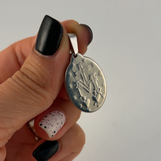 Dije medalla virgen milagrosa 2.5 cm acero inoxidable