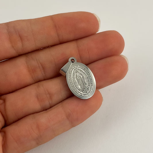 Dije medalla virgen de Guadalupe acero inoxidable 1,5 cm