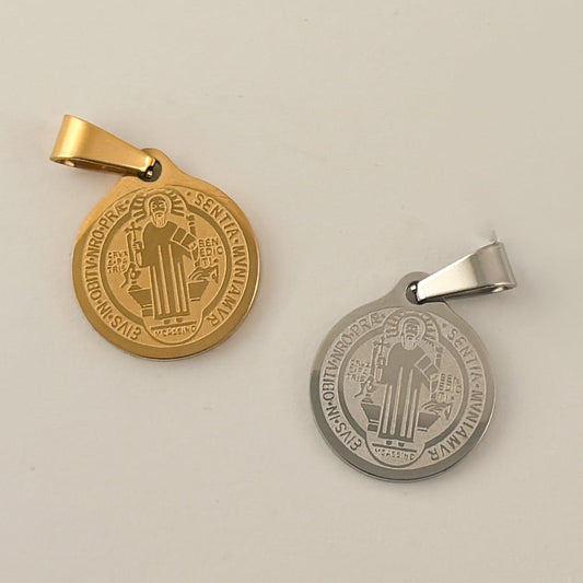 Dije medalla San Benito acero inoxidable 1.5 cm