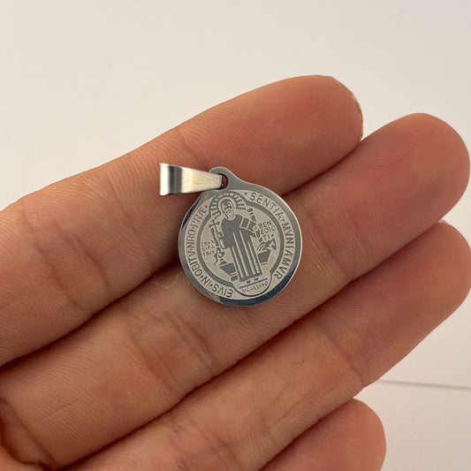 Dije medalla San Benito acero inoxidable 1.5 cm