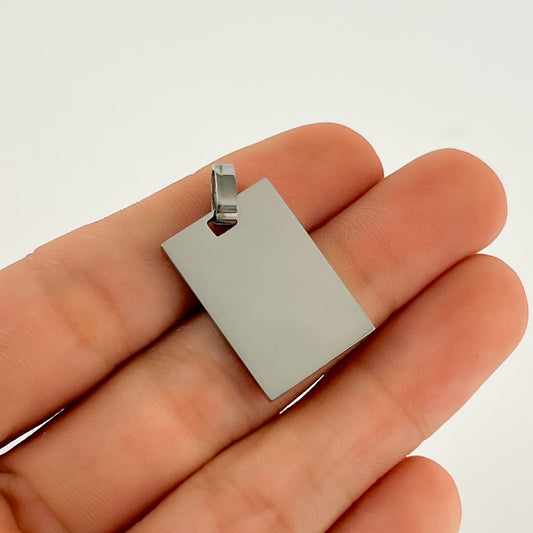 Dije plaquita rectangular acero inoxidable