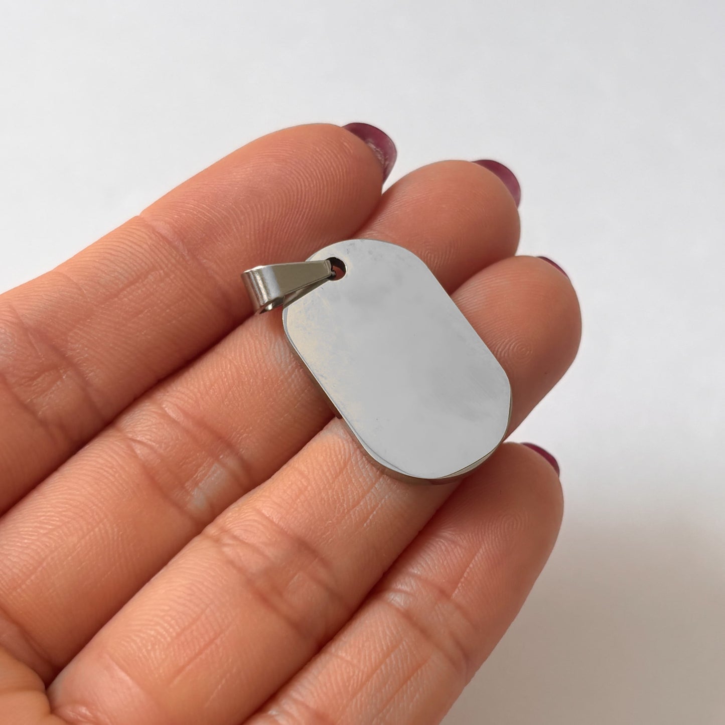 Dije placa militar acero inoxidable redondeada