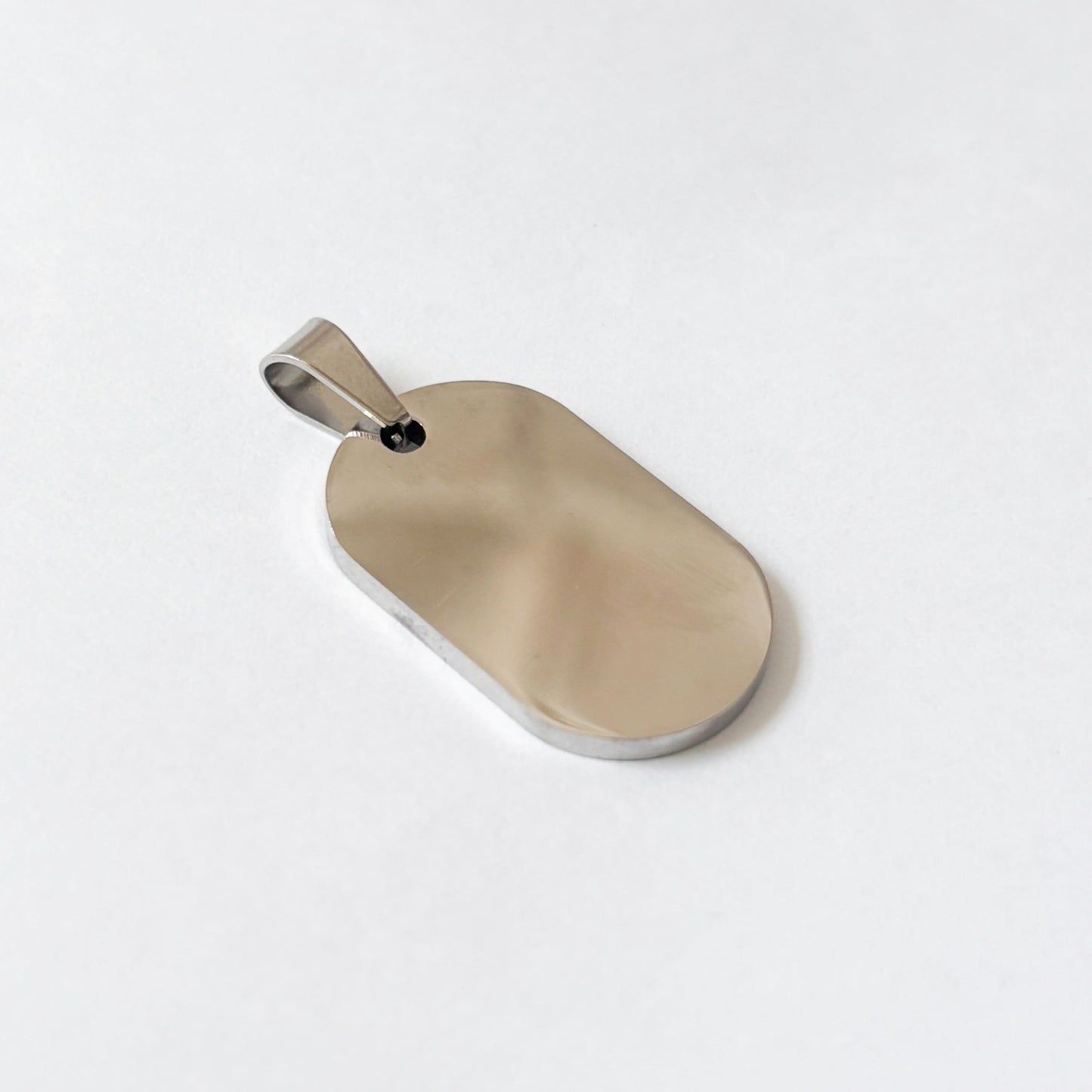 Dije placa militar acero inoxidable redondeada