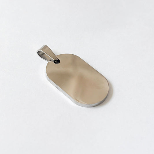 Dije placa militar acero inoxidable redondeada