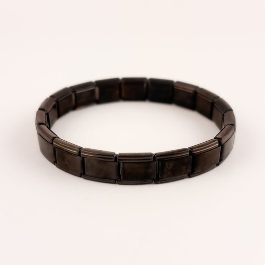 Pulsera italiana acero inoxidable 18 cuadritos negra