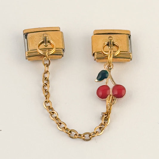 Charm para pulsera italiana doble cereza Dorado