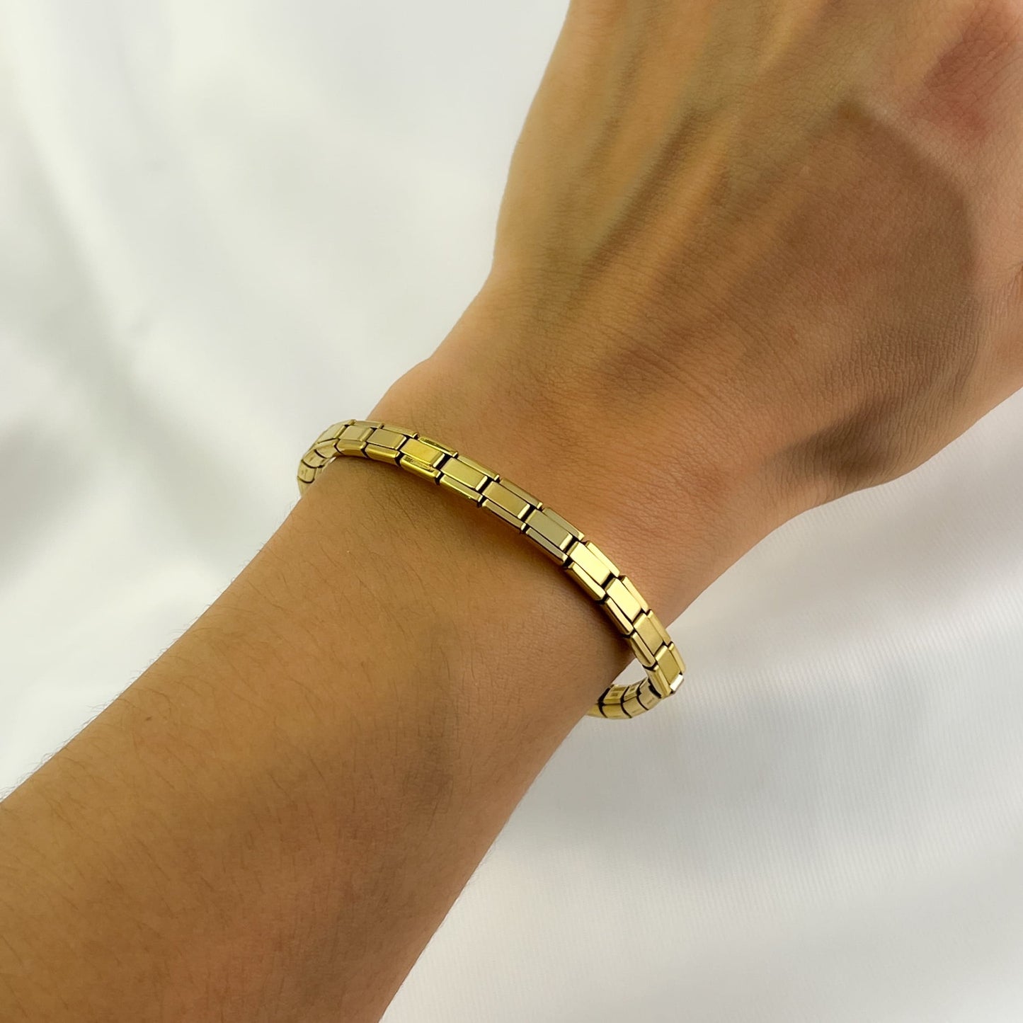 Pulsera italiana delgada dorada acero inoxidable