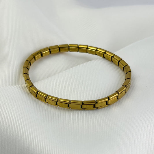 Pulsera italiana delgada dorada acero inoxidable