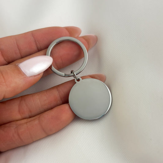 Llavero circular 2.5 cm acero inoxidable para grabar