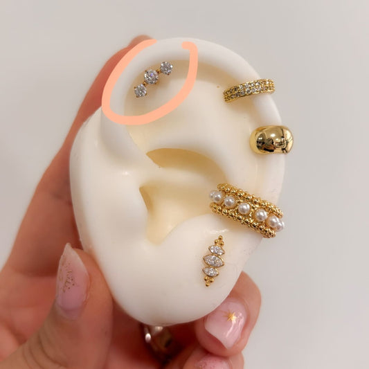 Piercing acero quirúrgico 316L tres zirconias