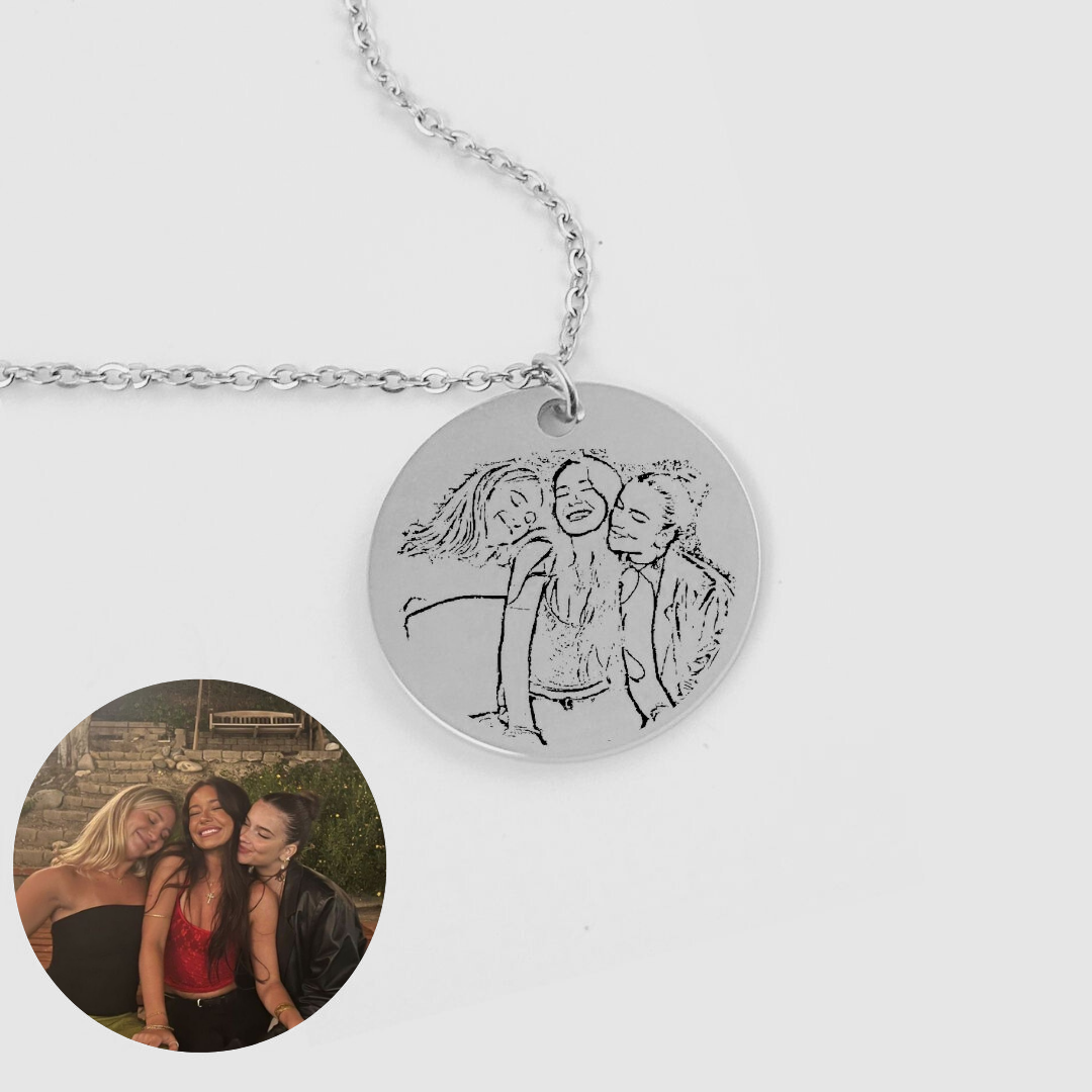 Collar personalizado con foto 2 grabado láser dije circular grande