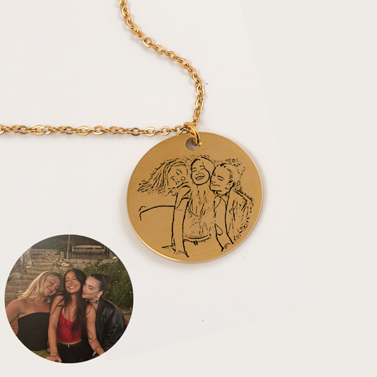Collar personalizado con foto 2 grabado láser dije circular grande