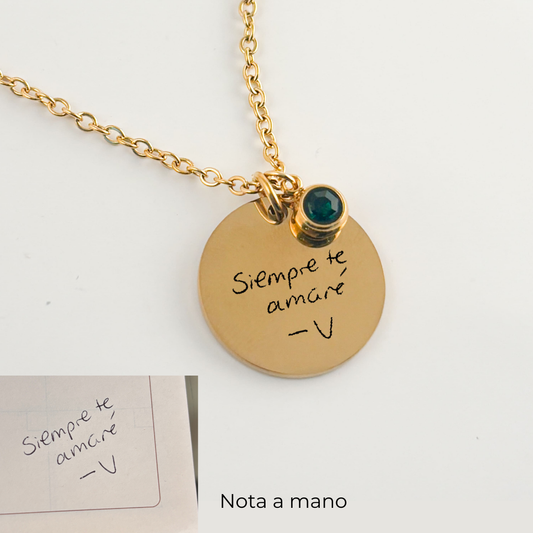 Collar personalizado con 1 grabado láser dije circular con cristal