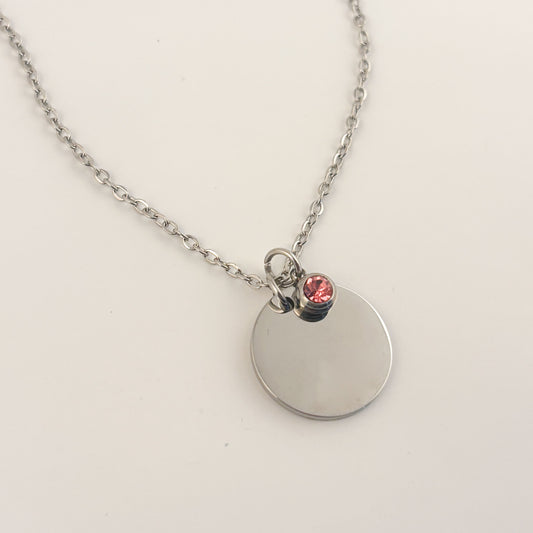 Collar circular 2 cm con dije cristal acero inoxidable