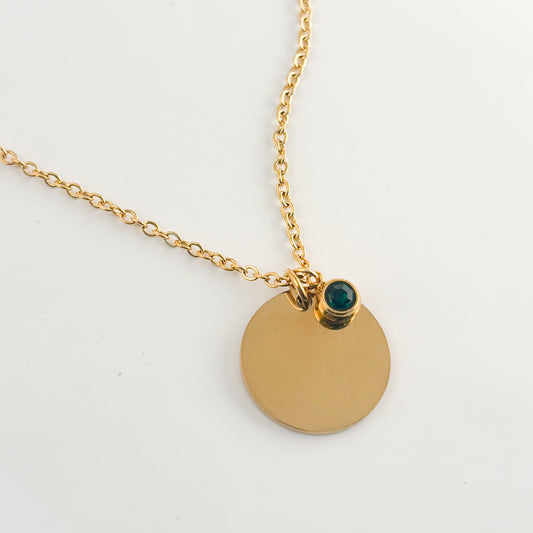 Collar circular 2 cm con dije cristal acero inoxidable