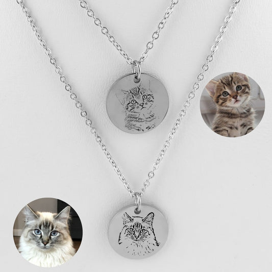 Collar doble personalizado con 1 grabado láser dijes circulares