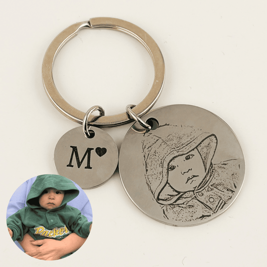 Llavero personalizado con foto grabado láser circulo