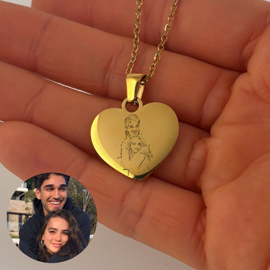 Collar personalizado con foto grabado láser dije corazón