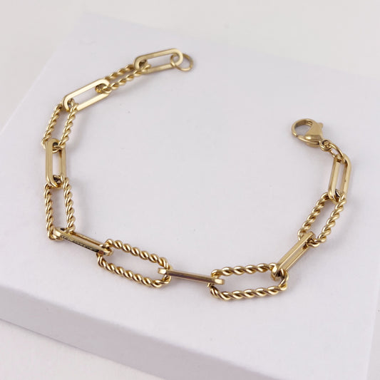Pulsera acero inoxidable eslabón clip liso y trenzado