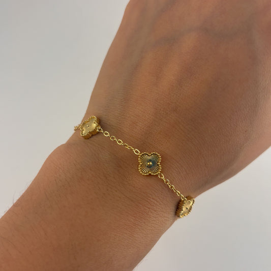 Pulsera trébol acero inoxidable dorado