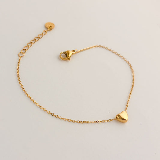 Pulsera acero inoxidable corazón mini sencillo dorado