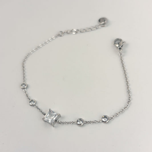 Pulsera acero inoxidable zirconia cuadrada