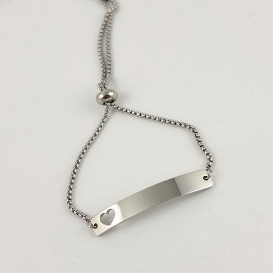 Pulsera acero inoxidable esclava ajustable corazón