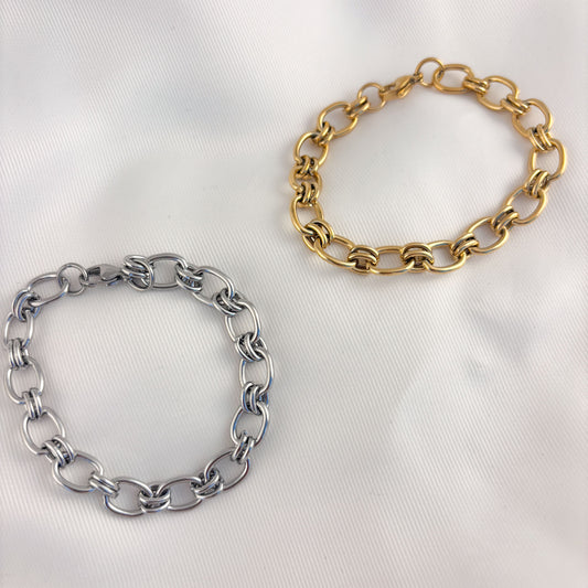 Pulsera acero inoxidable eslabones engarzados