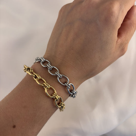 Pulsera acero inoxidable eslabones engarzados