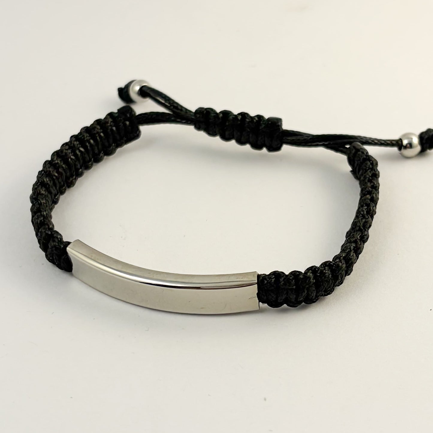 Pulsera para hombre hilo ajustable placa acero inoxidable -Regalo día del padre