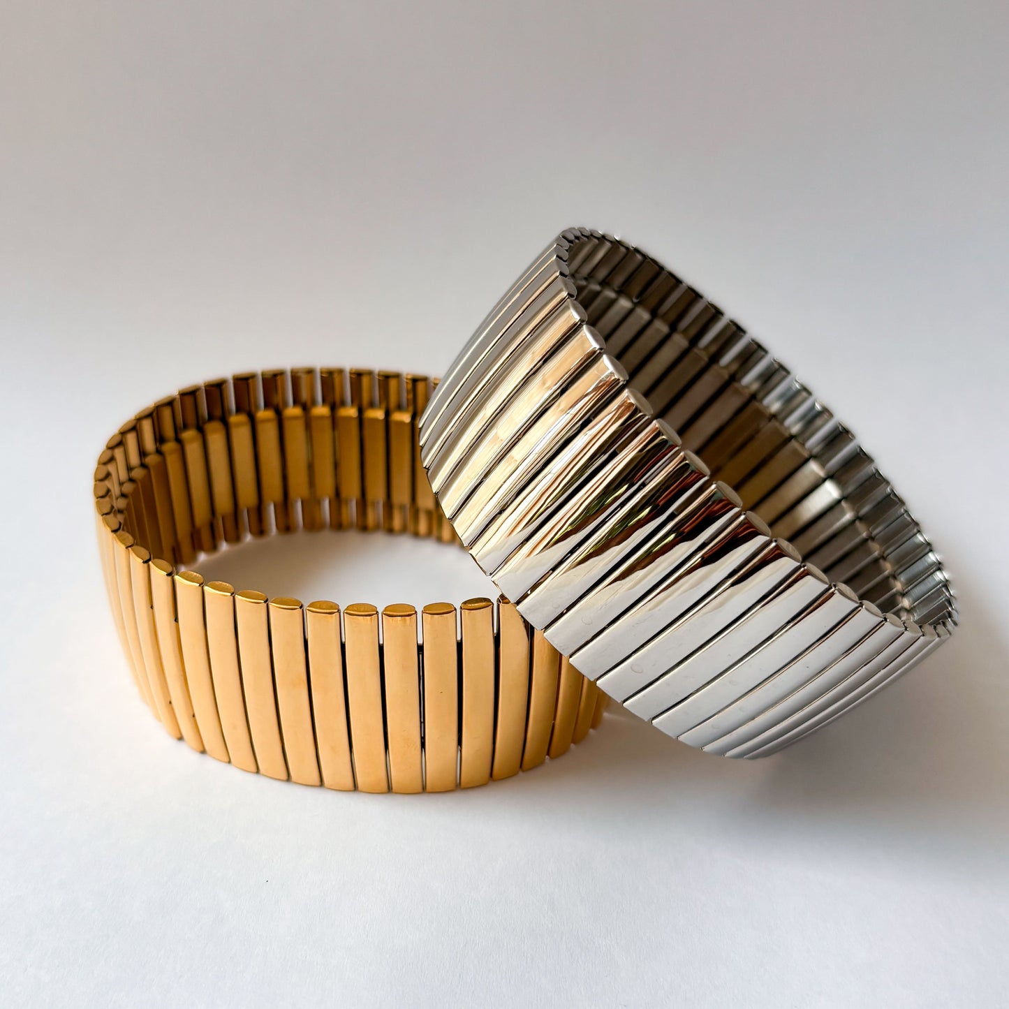 Pulsera gruesa acero inoxidable extensible barras