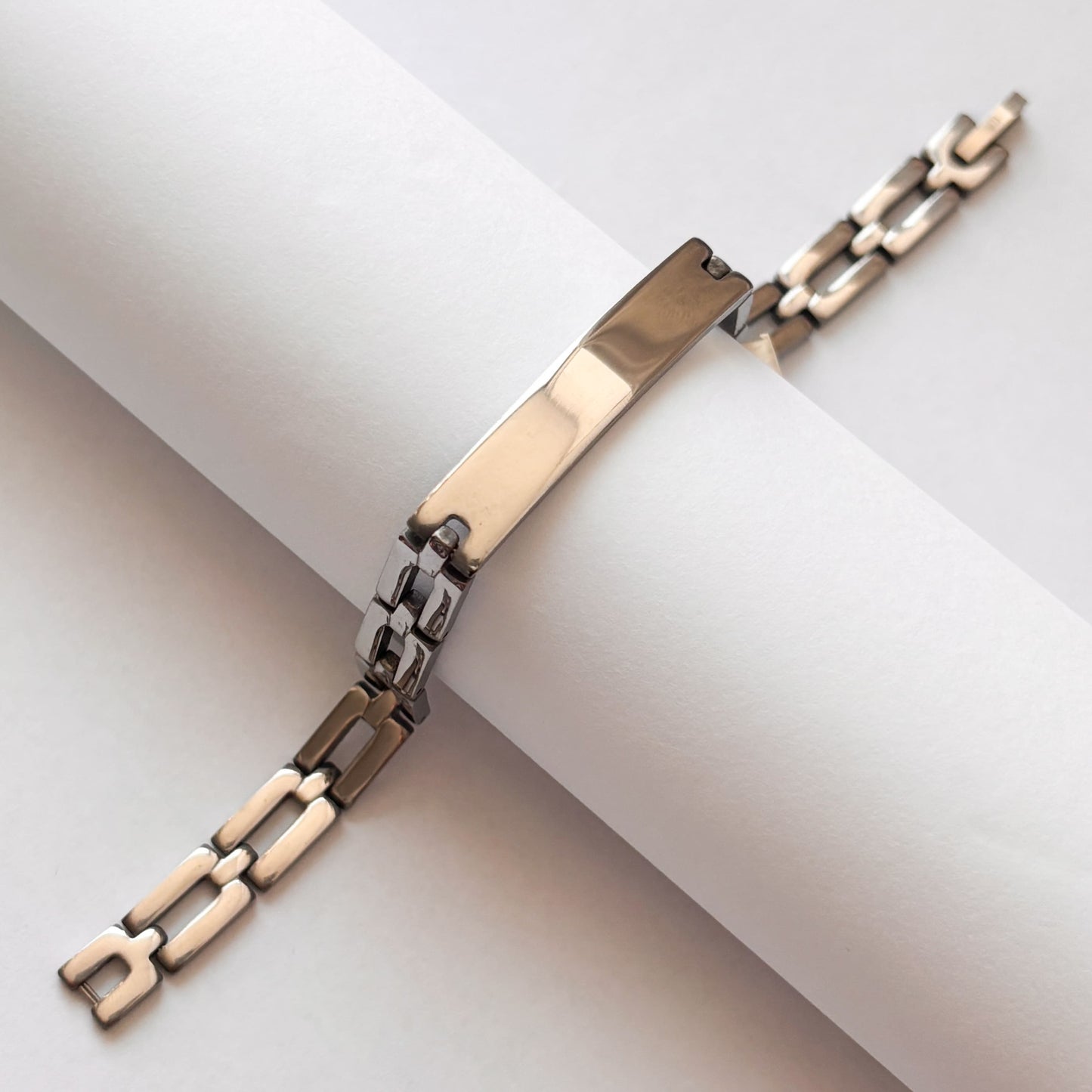 Pulsera esclava eslabón rectangular acero inoxidable 21 cm