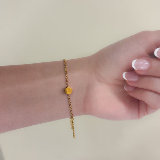 Pulsera sencilla acero inoxidable circulo mini dorado