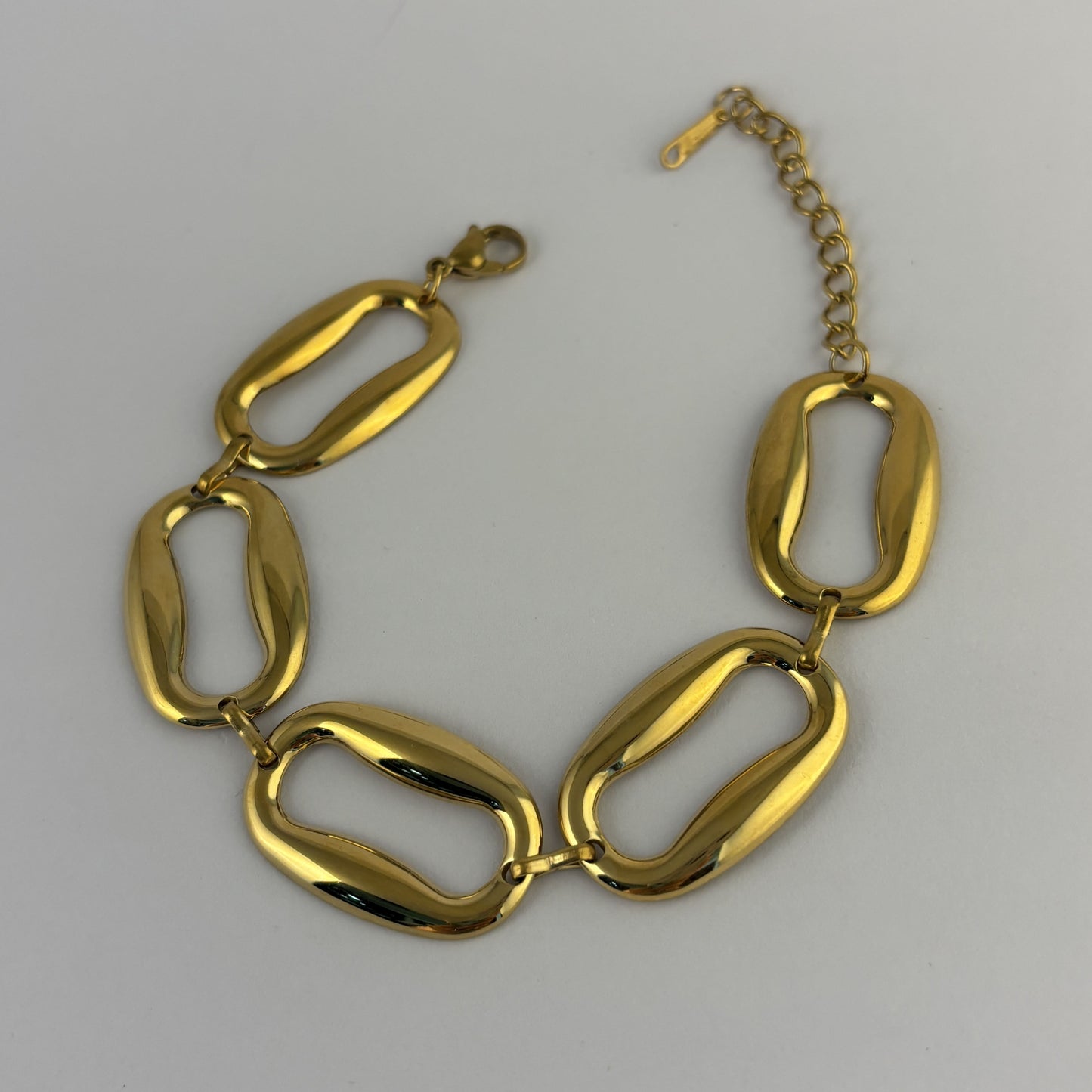 Pulsera acero inoxidable eslabón amplio dorado