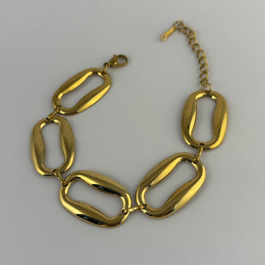 Pulsera acero inoxidable eslabón amplio dorado