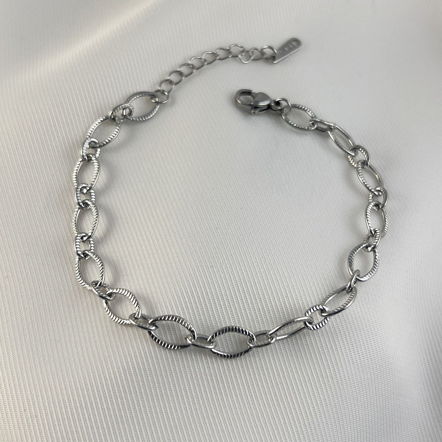 Pulsera acero inoxidable rombos diamantados