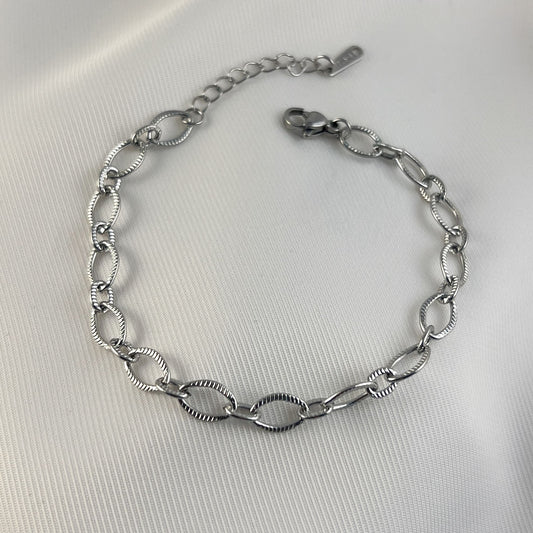 Pulsera acero inoxidable rombos diamantados