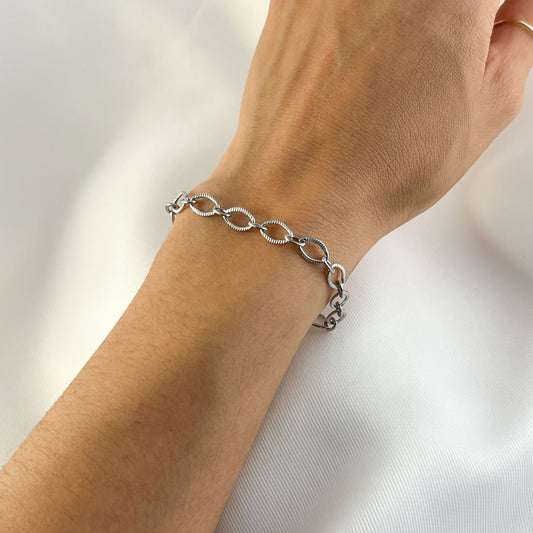 Pulsera acero inoxidable rombos diamantados