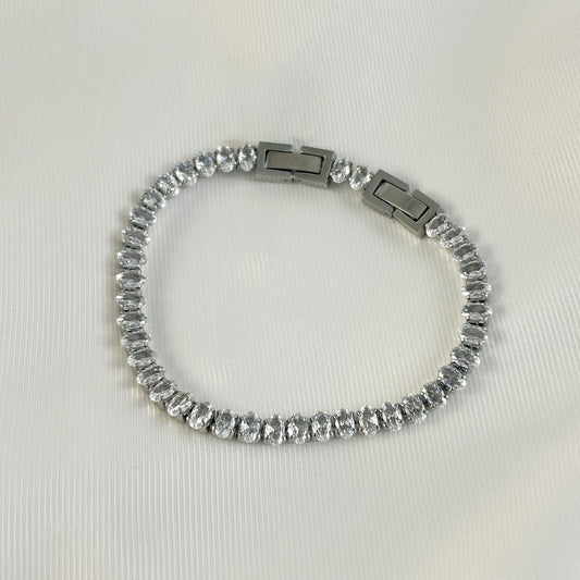 Pulsera zirconias oval acero inoxidable premium