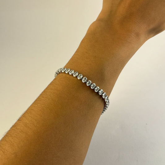 Pulsera zirconias oval acero inoxidable premium