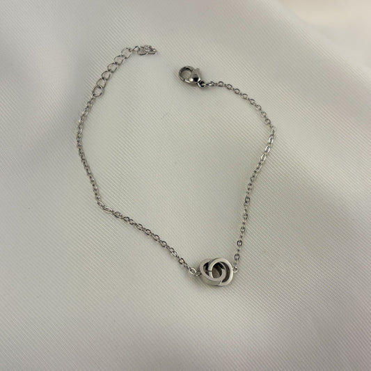 Pulsera acero inoxidable sencilla aros entrelazados