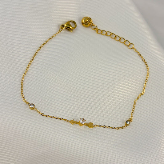 Pulsera delgada acero inoxidable flecha mini dorado