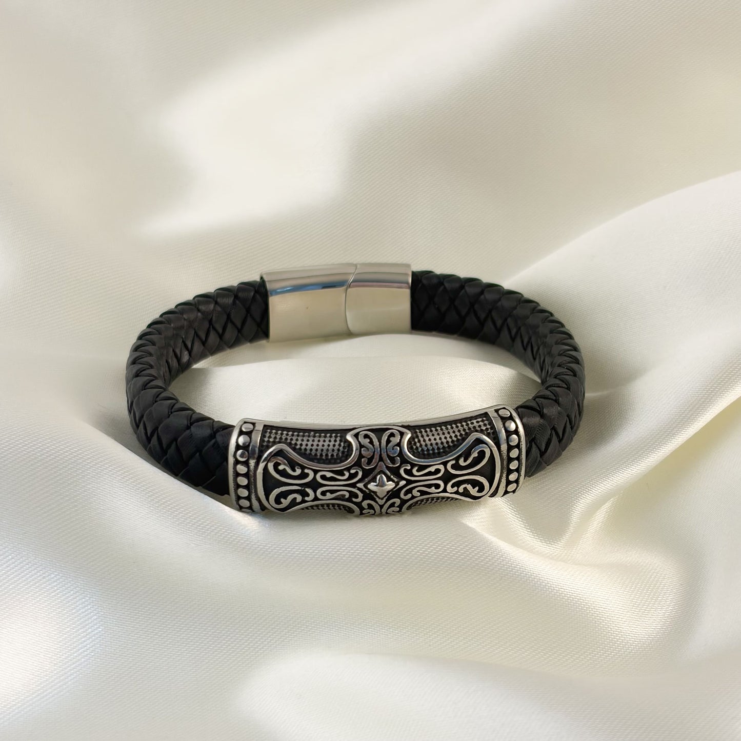 Pulsera tipo piel acero inoxidable medieval