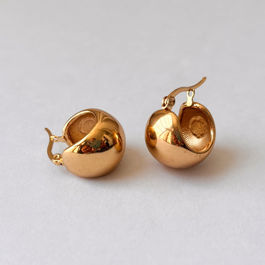 Arracadas gruesas acero inoxidable globo doradas