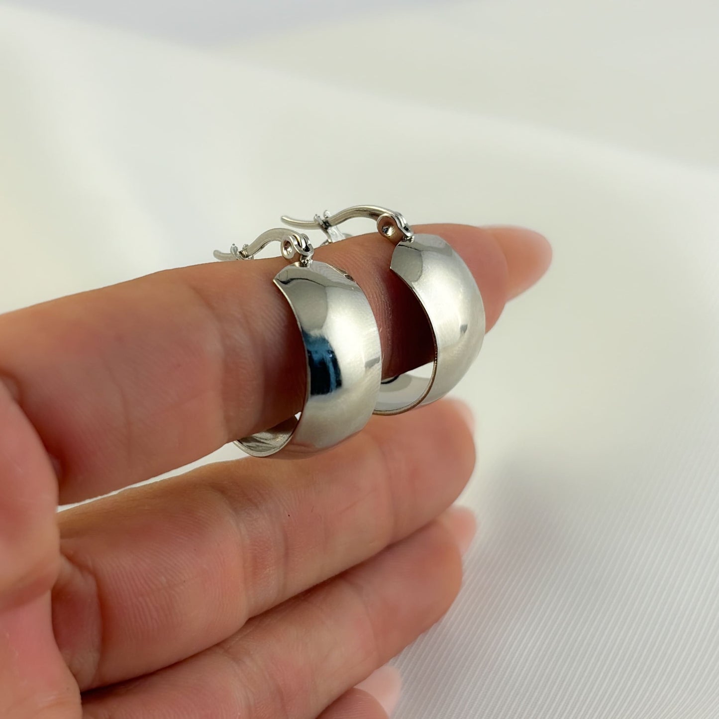 Arracadas acero inoxidable anchas 2 cm lámina