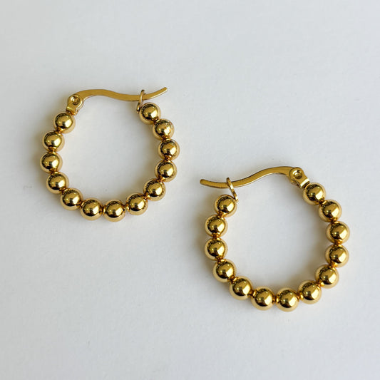 Arracadas bolitas 2 cm acero inoxidable dorado